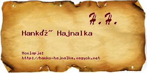 Hankó Hajnalka névjegykártya